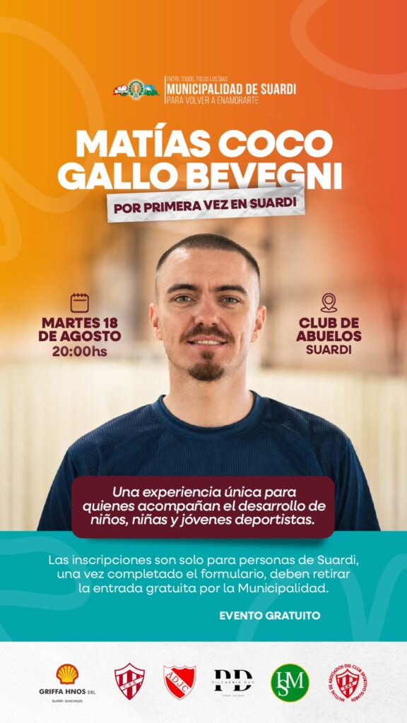 MATÍAS “COCO” GALLO BEVEGNI LLEGA POR PRIMERA VEZ A SUARDI